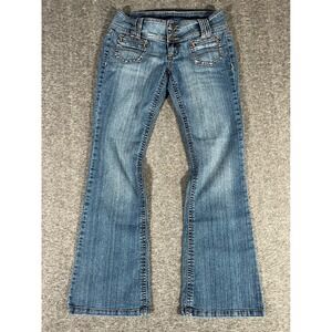 Industrial Cotton Vintage Y2K Flare Denim Jeans Medium Wash Size 9 Low Rise
